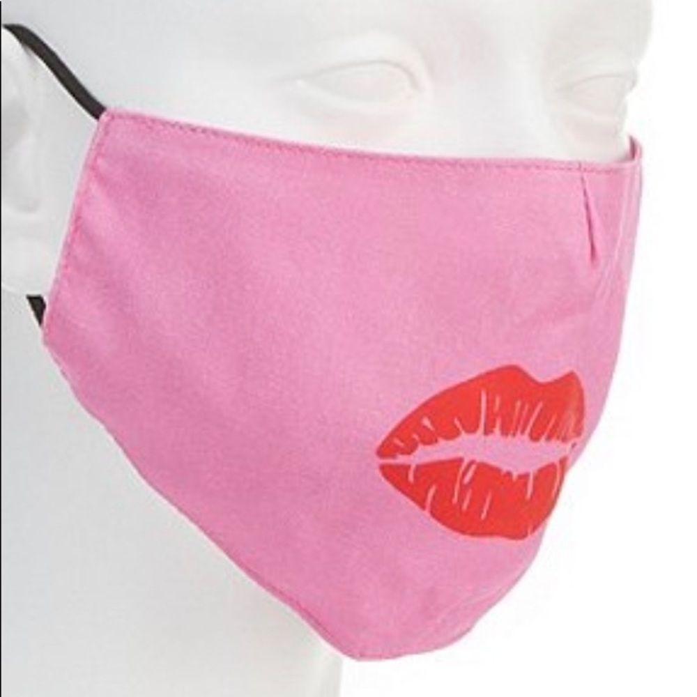 Red Lips Kiss Viscose Bamboo Pink Face Mask